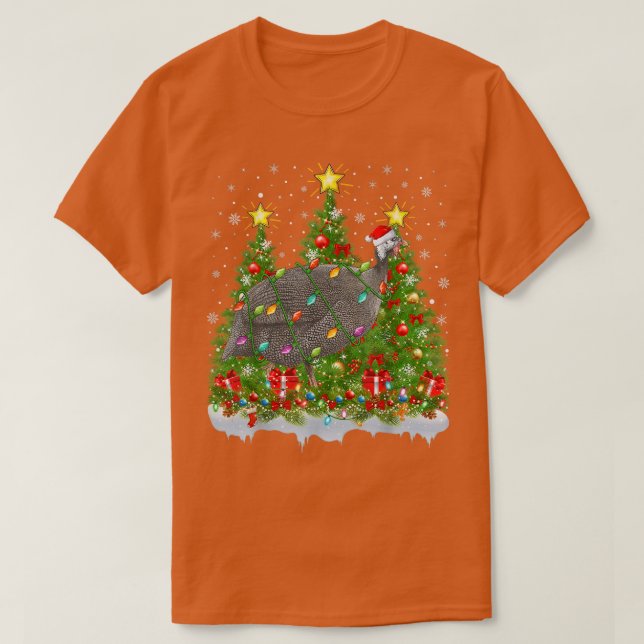 Guinea Fowl Lighting Xmas Tree Funny Guinea Fowl C T-Shirt (Design vorne)