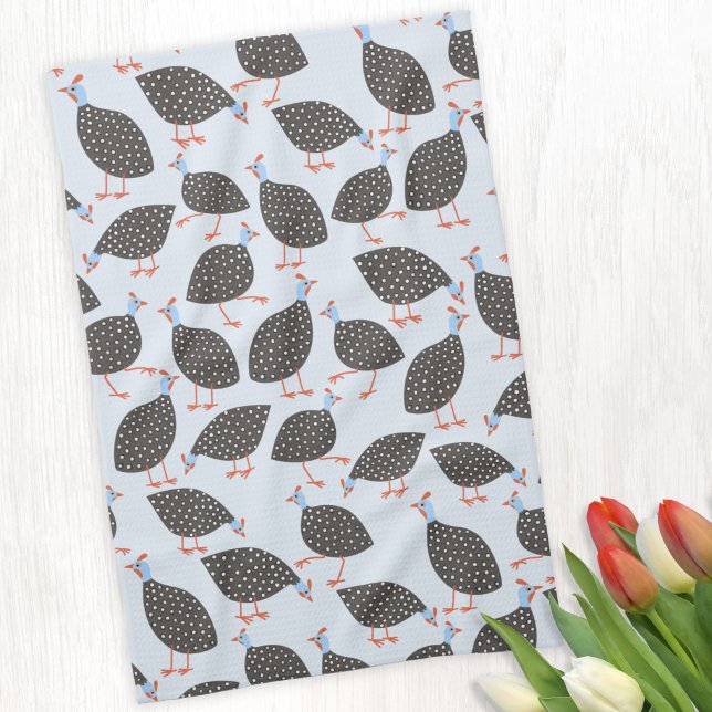 Guinea Fowl Niedlich Bird Muster Geschirrtuch (Fun Guineafowl bird kitchen tea towel)