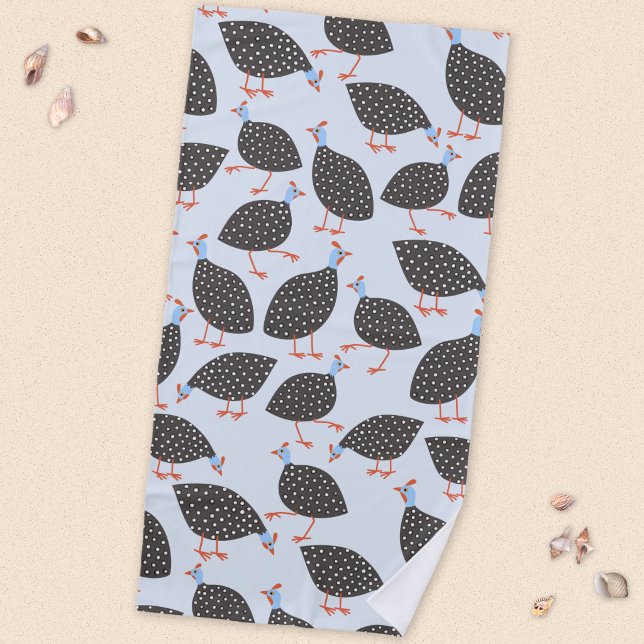 Guinea Fowl Niedlich Bird Muster Strandtuch (Fun Guineafowl bird pattern beach towel)