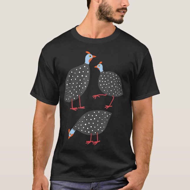 Guinea Fowl Niedlich Hen Illustration Graphic Art  T-Shirt (Vorderseite)