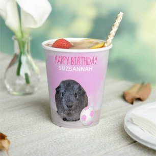 Guinea Geburtstag Kind Pig Pink White Soccer Ball Pappbecher