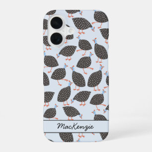 Guinea Hen Bird Muster Personalisiert iPhone 16 Hülle