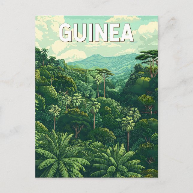Guinea Illustration Travel Art Vintag Postkarte (Vorderseite)