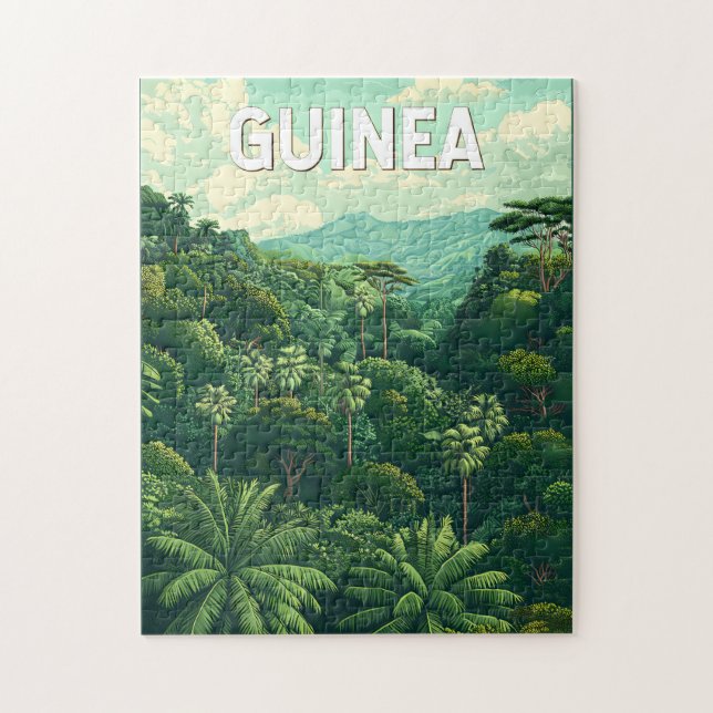 Guinea Illustration Travel Art Vintag Puzzle (Vertikal)