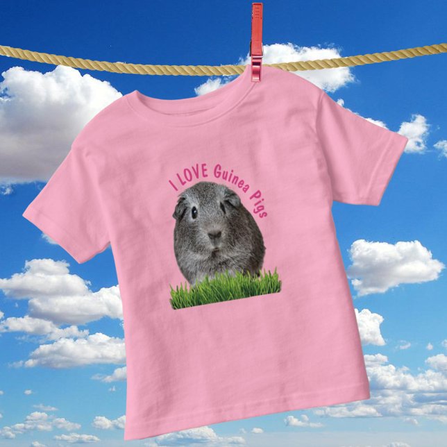 Guinea niedlich I LIEBE Pigment Pink Benutzerdefin Kleinkind T-shirt (front cute guinea pig tee shirt with template text)