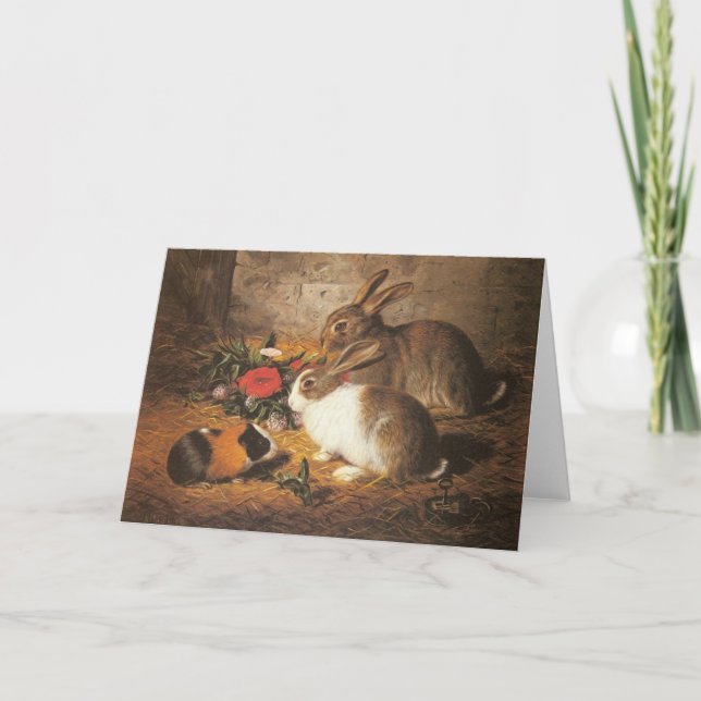 Guinea Pig and Rabbits Greeting Card Karte (Vorderseite)