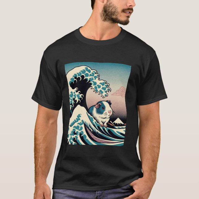 Guinea Pig Art The Great Wave Off Kanagawa Japanes T-Shirt (Vorderseite)