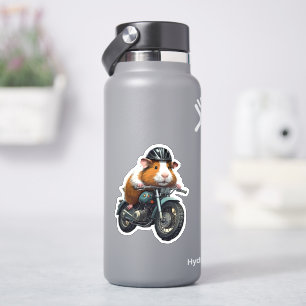 Guinea Pig Biker auf Vintagem Motorrad, Straßenfah Aufkleber