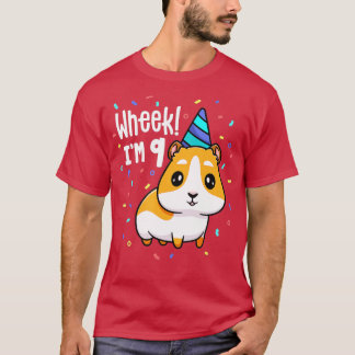 Guinea Pig Birthday Party Wheek Kids 9 Year Old 9t T-Shirt