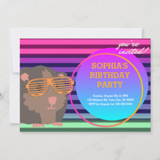 Guinea Pig Birthday, Reto 80er Einladung