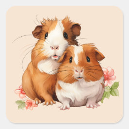 Guinea Pig Buddies Quadratischer Aufkleber