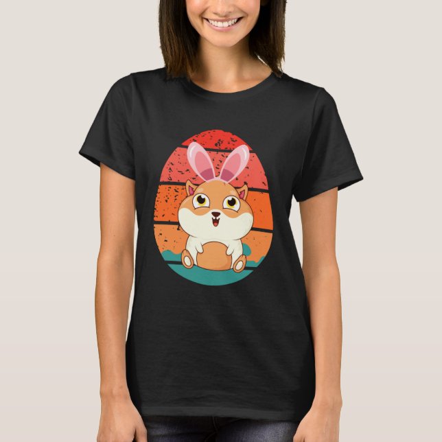 Guinea Pig Bunny Happy Easter Eggs Retro Men Women T-Shirt (Vorderseite)
