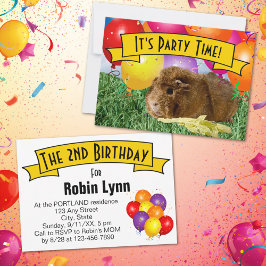 Guinea Pig Children's 2. Geburtstag Party Balloons Einladung