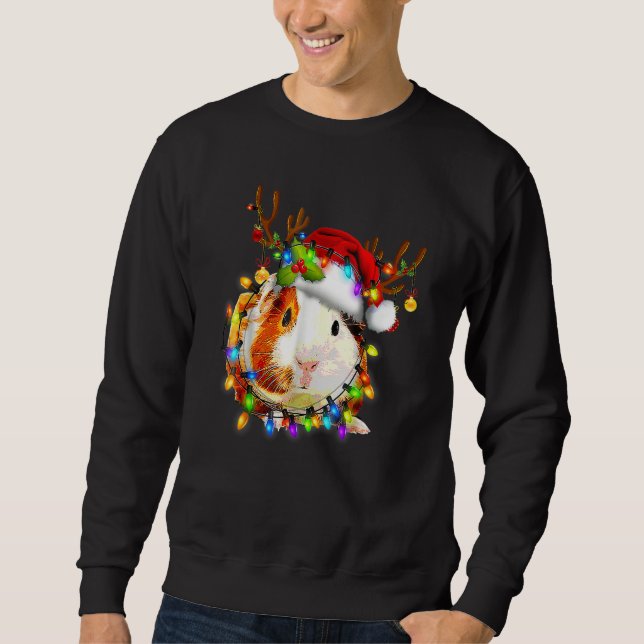 Guinea Pig Christmas Reindeer Christmas Lights Paj Sweatshirt (Vorderseite)