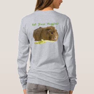 Guinea Pig Eating Celery Front Back Foto T-Shirt