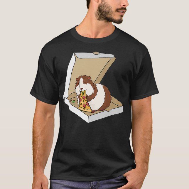 Guinea Pig Essen Pizza Funny Pet Besitzer Geschenk T-Shirt (Vorderseite)