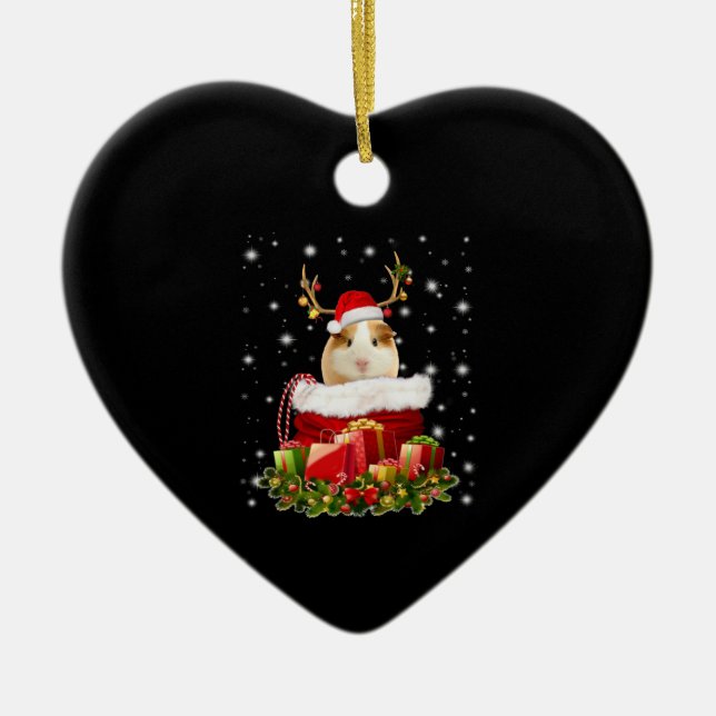 Guinea Pig Gift | Frohe Weihnachts-Guinea Pig Keramik Ornament (Vorne)