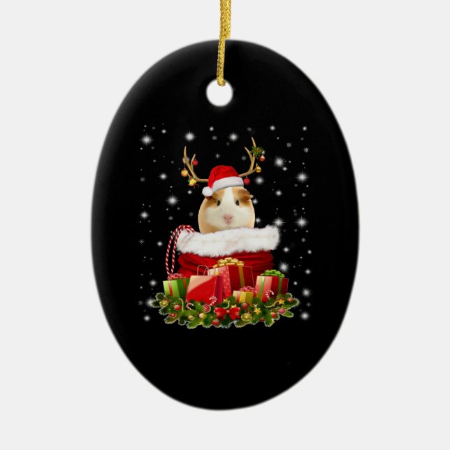 Guinea Pig Gift | Frohe Weihnachts-Guinea Pig Keramik Ornament (Vorne)