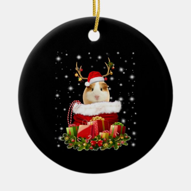 Guinea Pig Gift | Frohe Weihnachts-Guinea Pig Keramik Ornament (Vorne)
