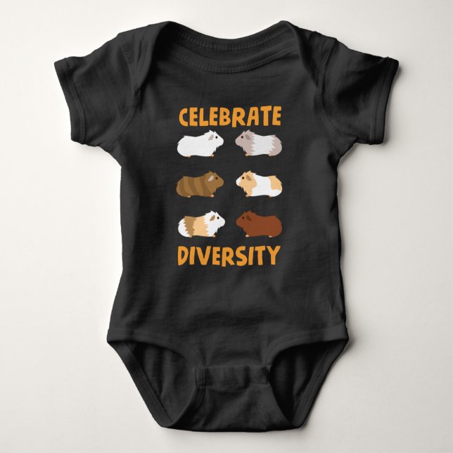Guinea Pig Graphic Celebrate Diversity Niedlichen  Baby Strampler (Vorderseite)