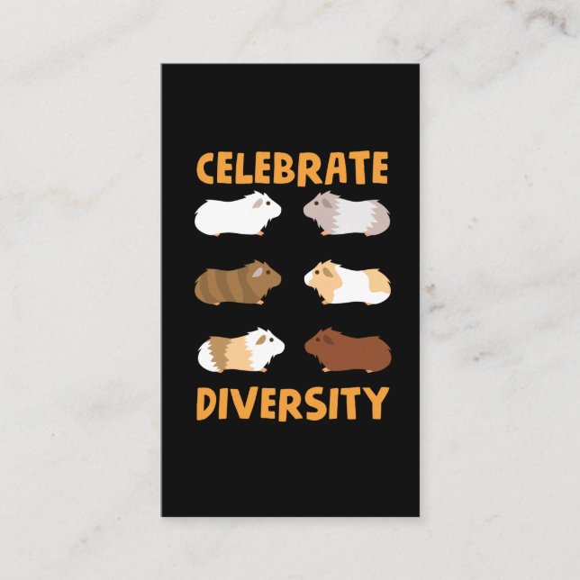 Guinea Pig Graphic Celebrate Diversity Niedlichen  Visitenkarte (Vorderseite)