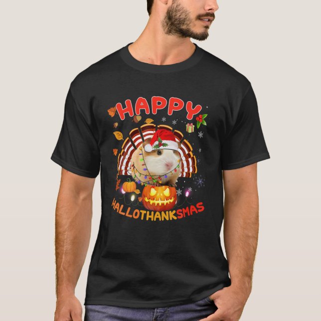 Guinea Pig Halloween Frohe Weihnachtsfeier Halloth T-Shirt (Vorderseite)