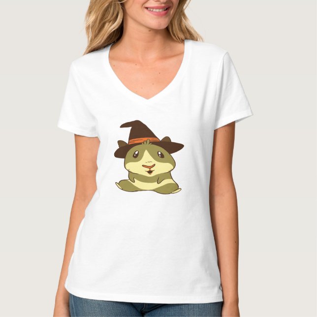 Guinea Pig Halloween Hexe T-Shirt (Vorderseite)