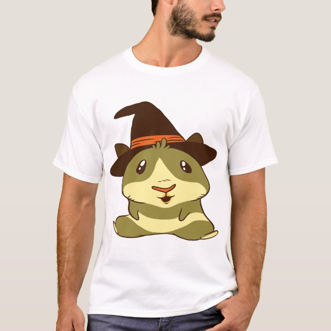 Guinea Pig Halloween Hexe T-Shirt (Vorderseite)