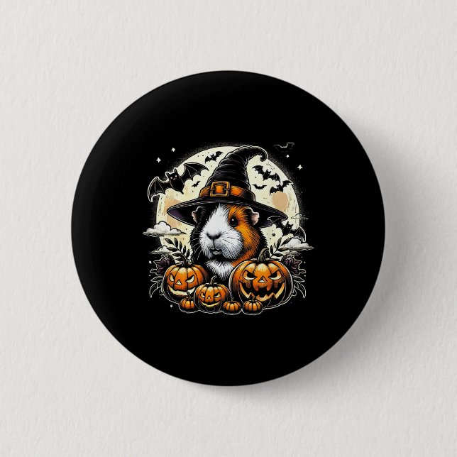 Guinea Pig Halloween Hexenkunst Button (Vorderseite)