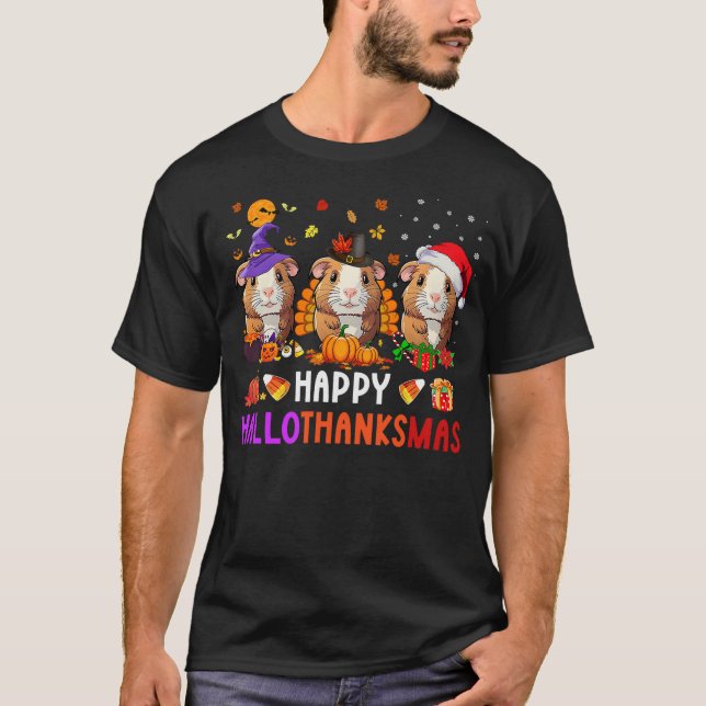 Guinea Pig Halloween Merry Christmas Happy HalloTh T-Shirt (Vorderseite)