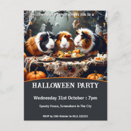 Guinea Pig Halloween-Party Einladungspostkarte