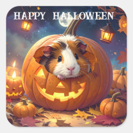 Guinea Pig Halloween Quadratischer Aufkleber