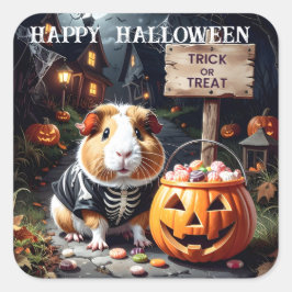 Guinea Pig Halloween Quadratischer Aufkleber