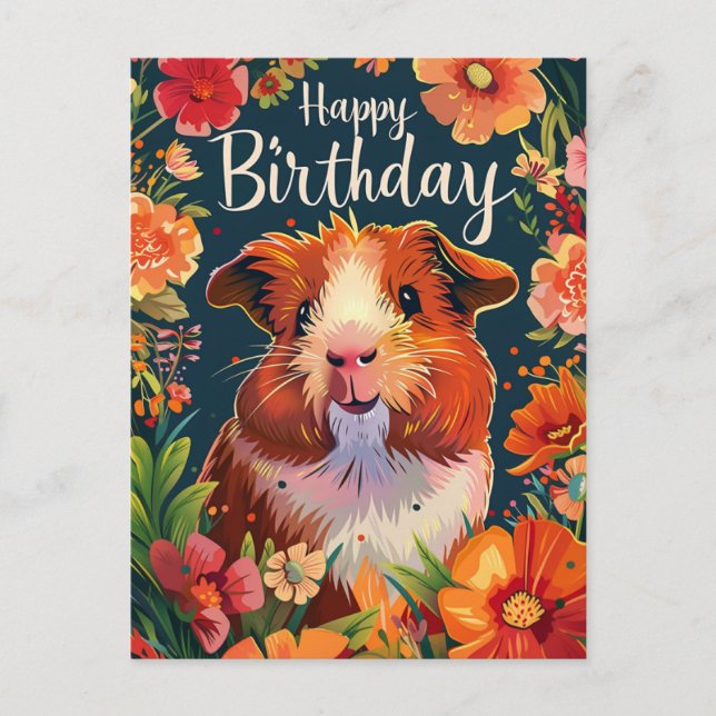 Guinea Pig Happy Birthday Postkarte (Vorderseite)