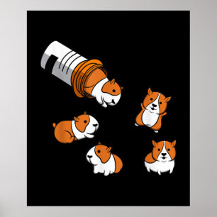 Guinea Pig Happy Pillen Guinea Pig Guinea Schweine Poster