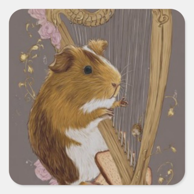 Guinea Pig Harpist Sticker  (Vorderseite)