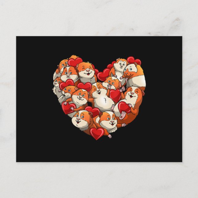 Guinea Pig Herz Funny Valentinstag Geschenke Fraue Postkarte (Vorderseite)