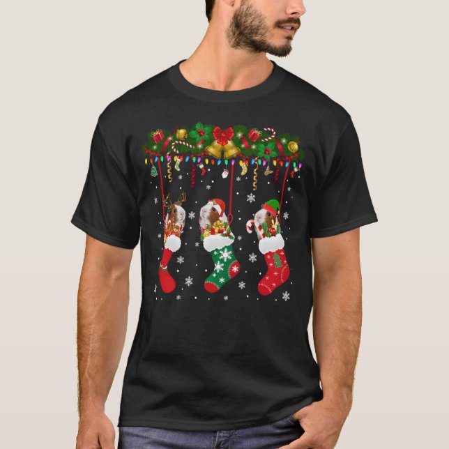 Guinea Pig In Xmas Socks Christmas Santa Elf Reind T-Shirt (Vorderseite)