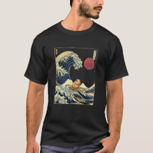 Guinea Pig Japanisch Kanagawa Wave Funny Surf Anim T-Shirt