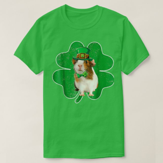 Guinea Pig Leprechaun Hat & Shamrock Irish St Patr T-Shirt (Design vorne)