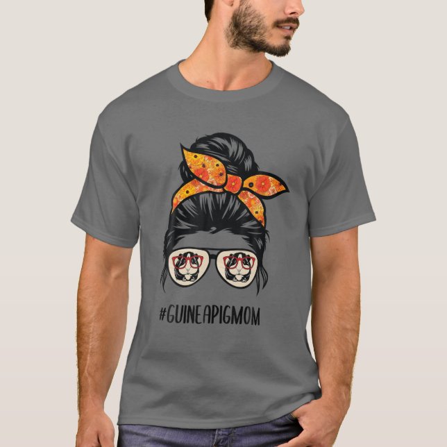 Guinea Pig Mama Messy Bun Haare Brille, Guinea Sch T-Shirt (Vorderseite)