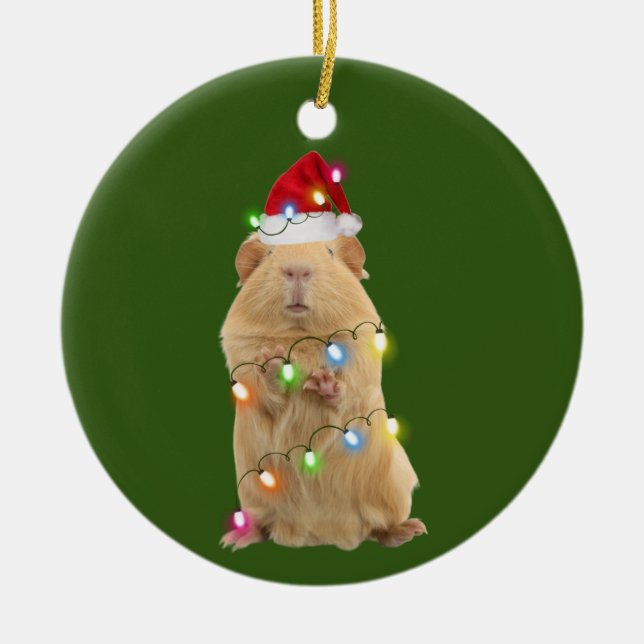 Guinea Pig mit Hutschuh Weihnachten Keramik Ornament (Vorne)