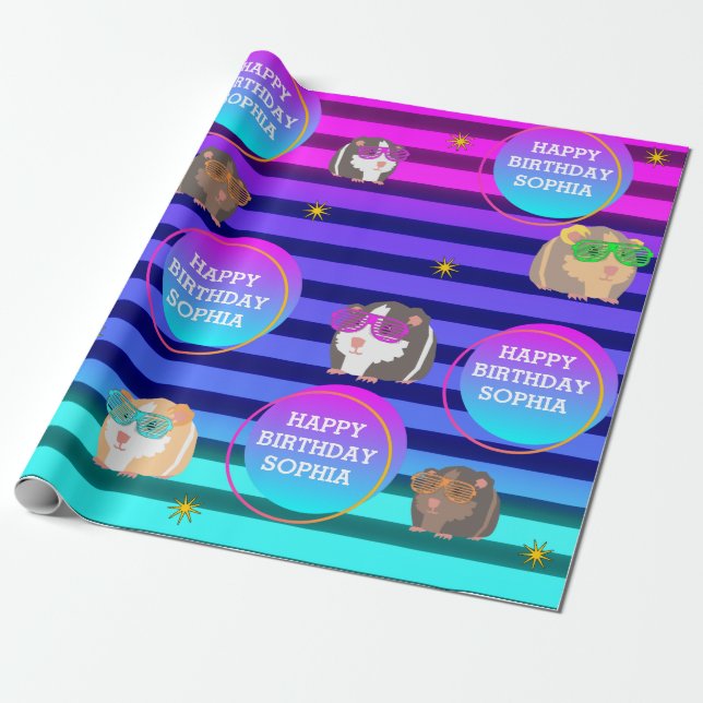 Guinea Pig, Neon 80er Geschenkpapier (Ungerollt)