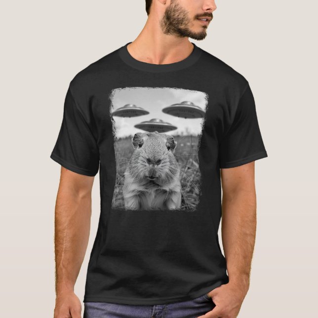 Guinea Pig Pet UFO Alien Extraterrestrial Selfie T-Shirt (Vorderseite)
