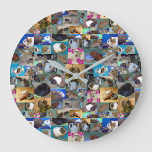Guinea Pig Photo Collage, Large Wall Clock Große Wanduhr