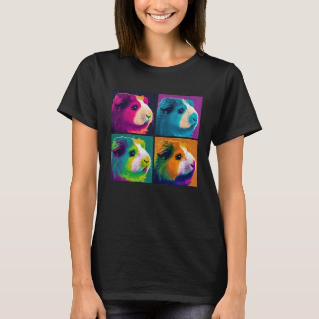 Guinea Pig Pop Illustration Colorful Animal Women  T-Shirt (Vorderseite)
