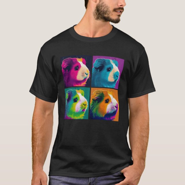 Guinea Pig Pop Illustration Colorful Animal Women  T-Shirt (Vorderseite)