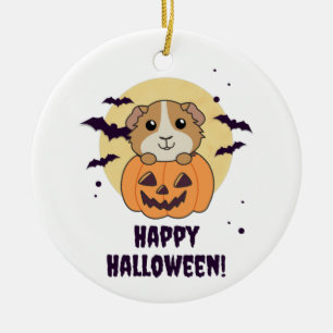 Guinea Pig Pumpkin Sweet Animals Happy Halloween C Keramik Ornament