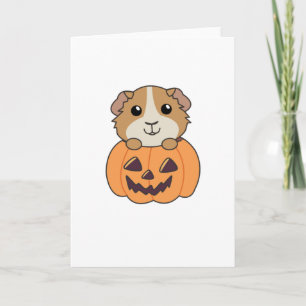 Guinea Pig Pumpkin Sweet Animals Happy Halloween Karte