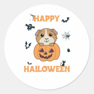Guinea Pig Pumpkin Sweet Animals Happy Halloween Runder Aufkleber